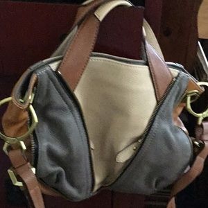 orYANY Two-Tone Hobo Bag with Brown Straps